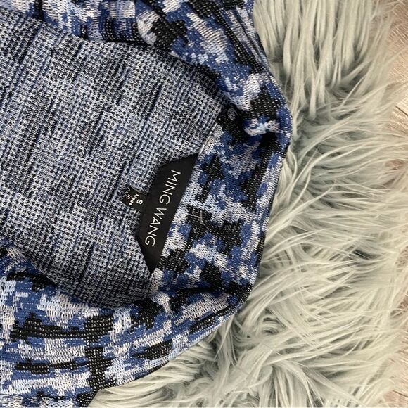 NWT MING WANG long sleeve herringbone jacket in blue - S/6 - Picture 3 of 6